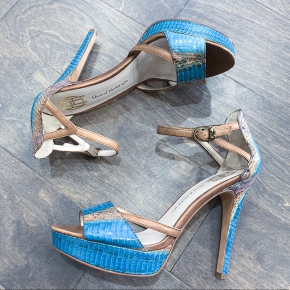 House of Harlow 1960 Shoes - House of Harlow 1960 Blue Snakeskin Heels